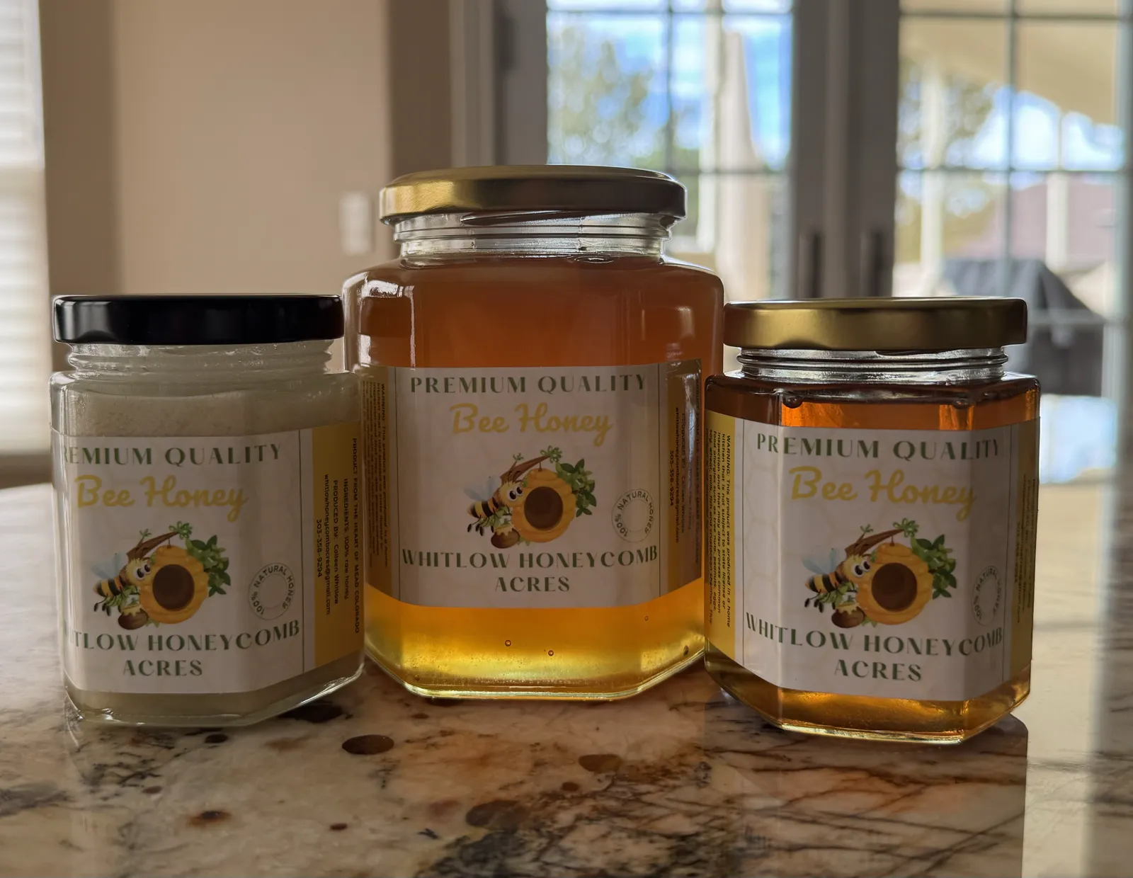 Three jars of honey